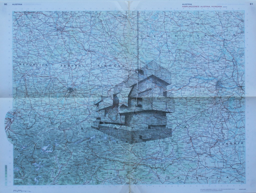 GONZALO-ELVIRA.-Mies-Van-des-Rohe.-2015.-Tinta-sobre-mapa-50x70-cm.